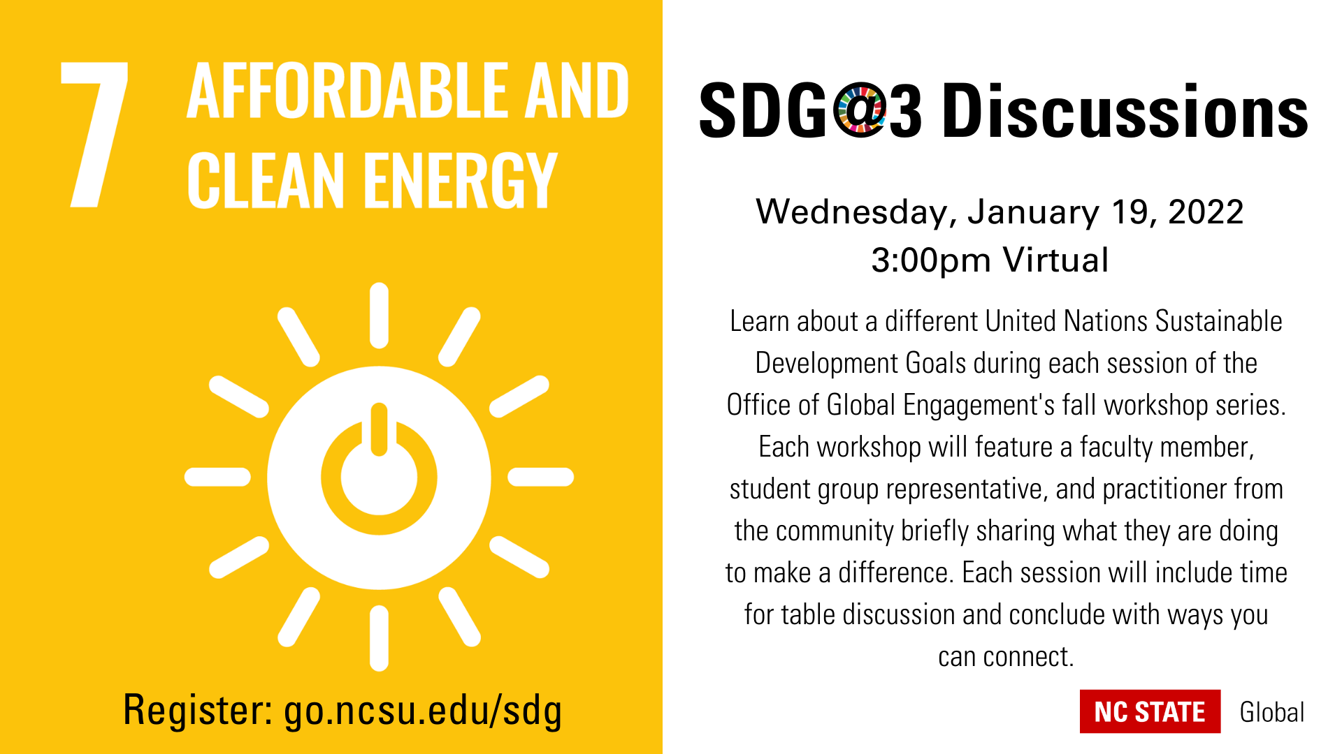 Ncsu Calendar 2022 Fall Sdg@3 Discussions – Goal 7: Affordable And Clean Energy – The University  Global Coalition